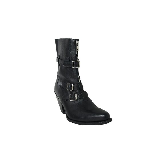 Celine Triple Strap Leather Boot Black - Picture 1 of 4